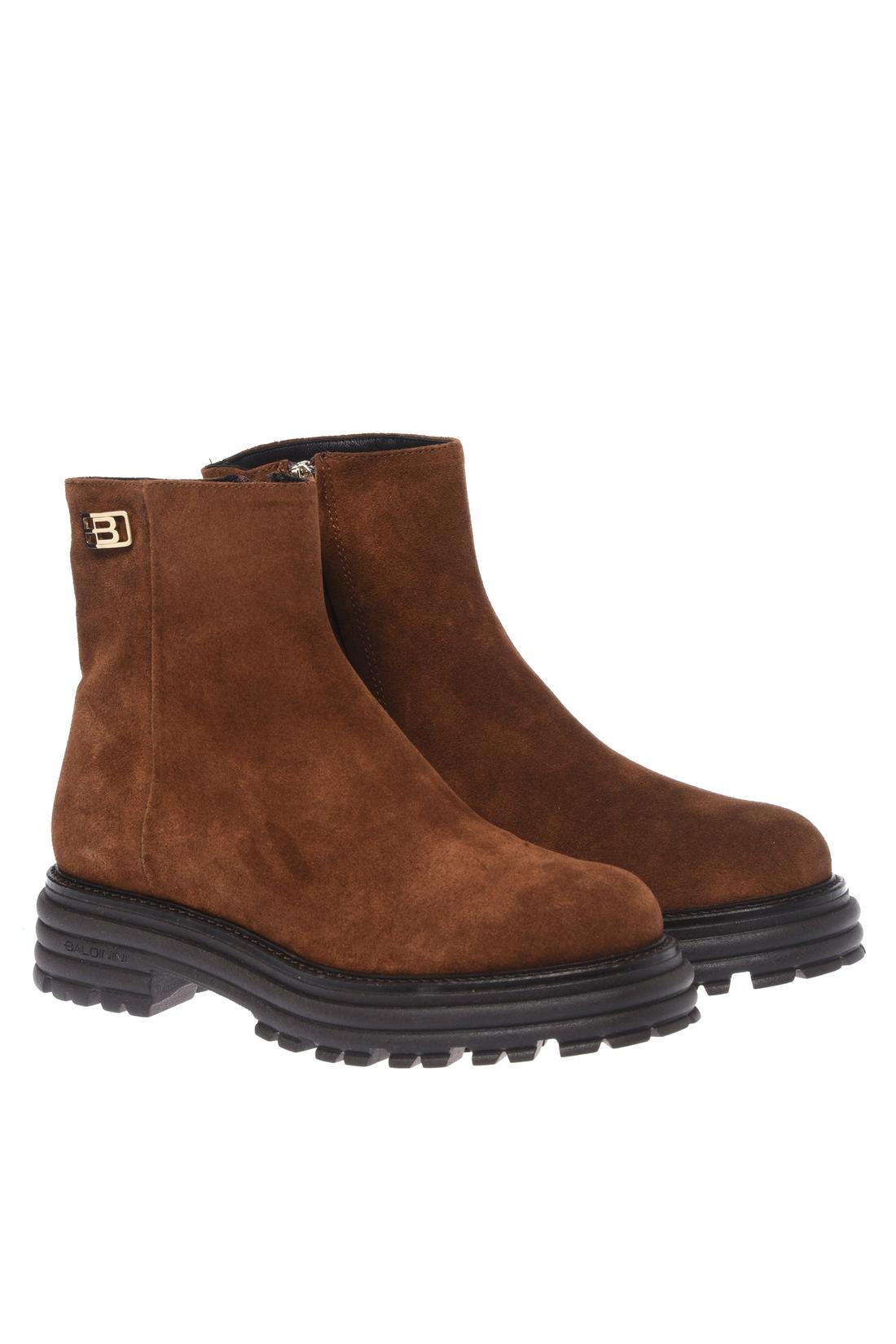 Brown suede leather ankle boots-Baldinini-Sale