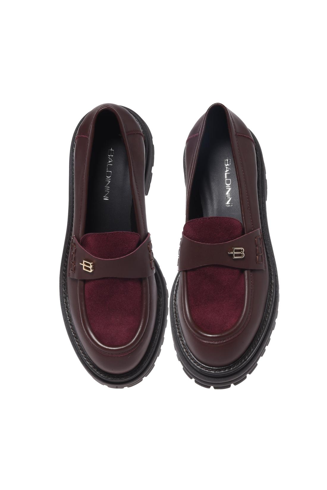 Burgundy suede and leather loafers-Baldinini-Sale