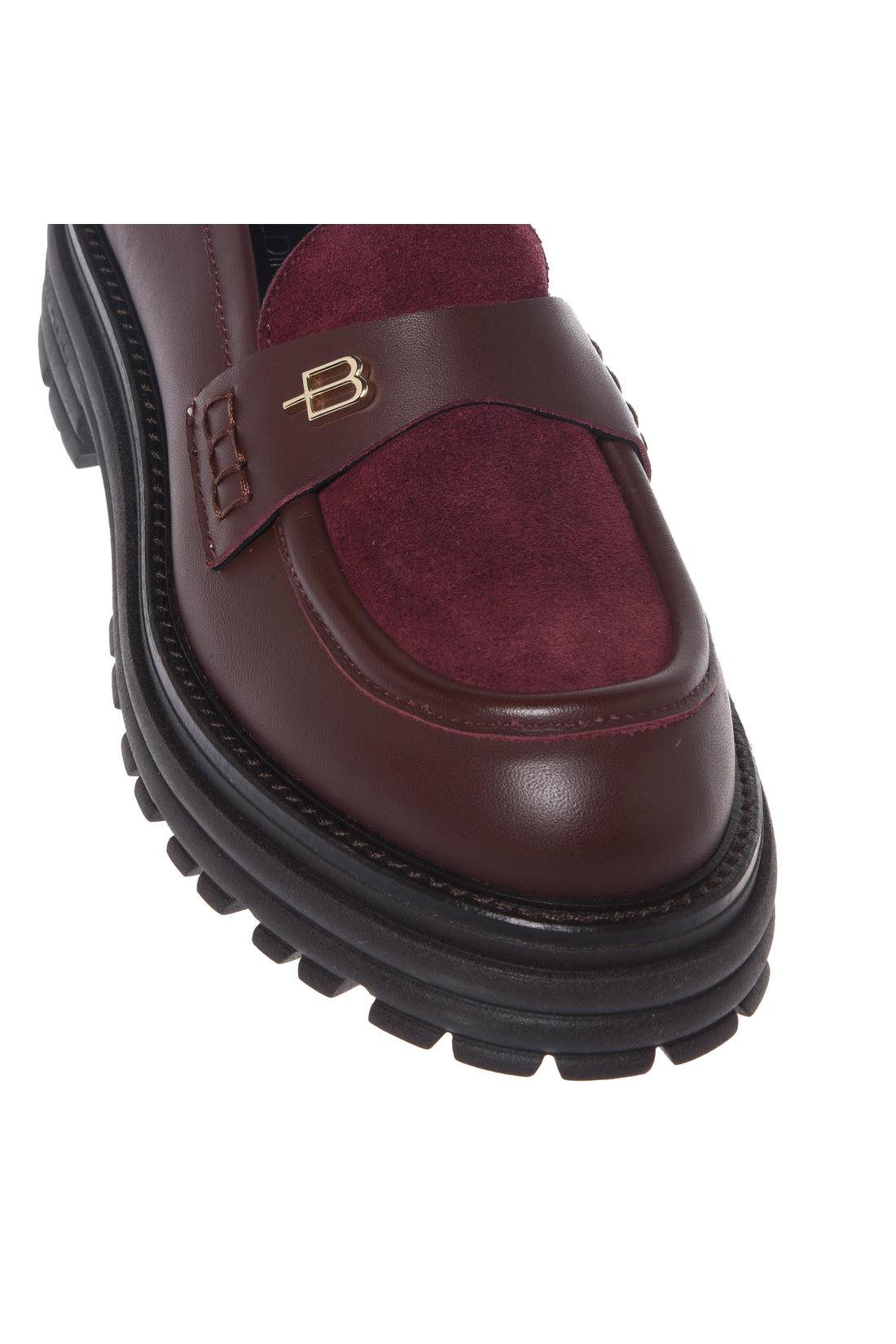 Burgundy suede and leather loafers-Baldinini-Sale