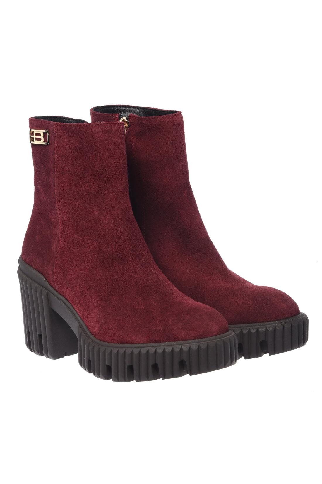 Burgundy suede leather ankle boots-Baldinini-Sale