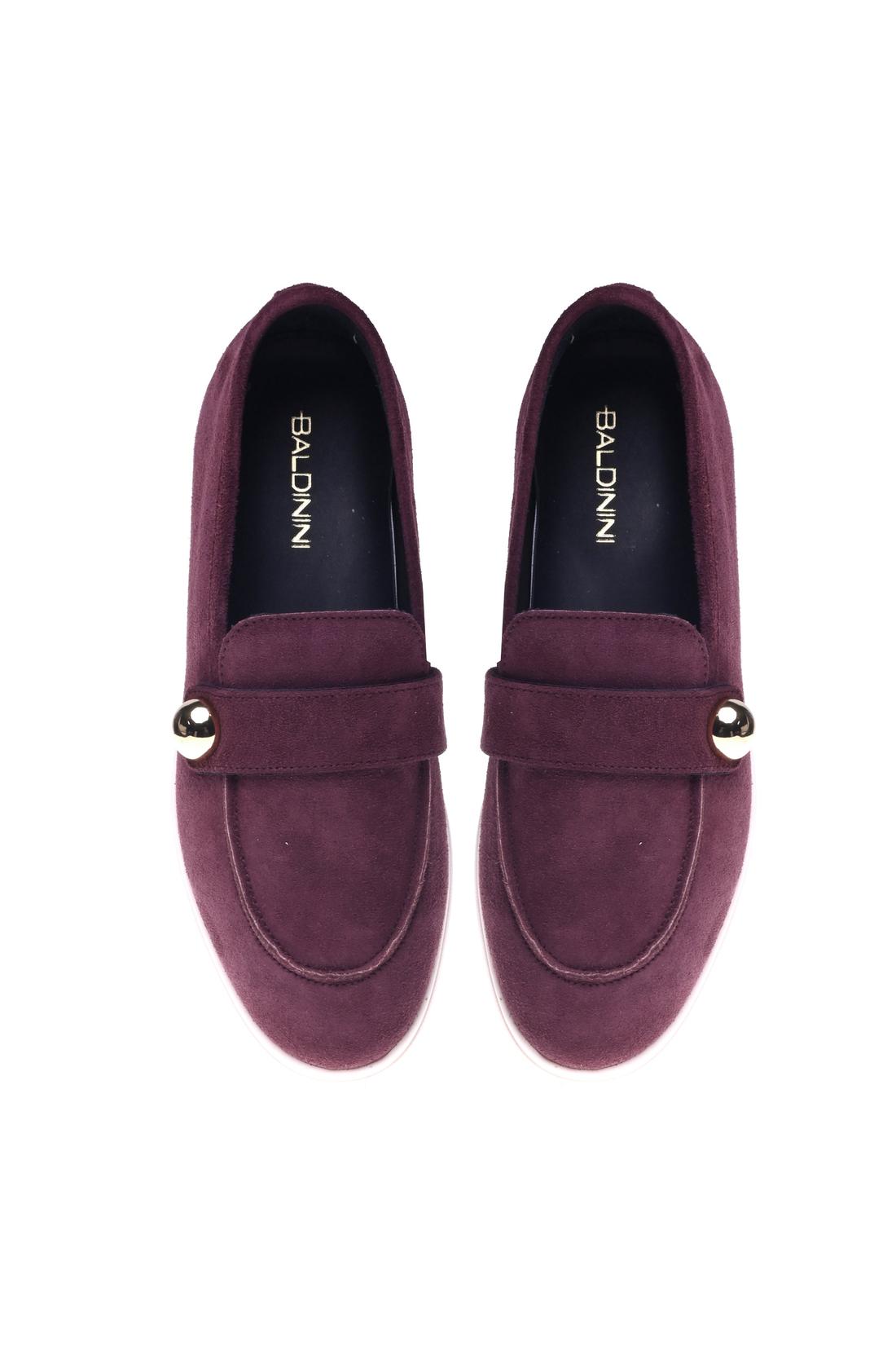 Burgundy suede leather loafers-Baldinini-Sale