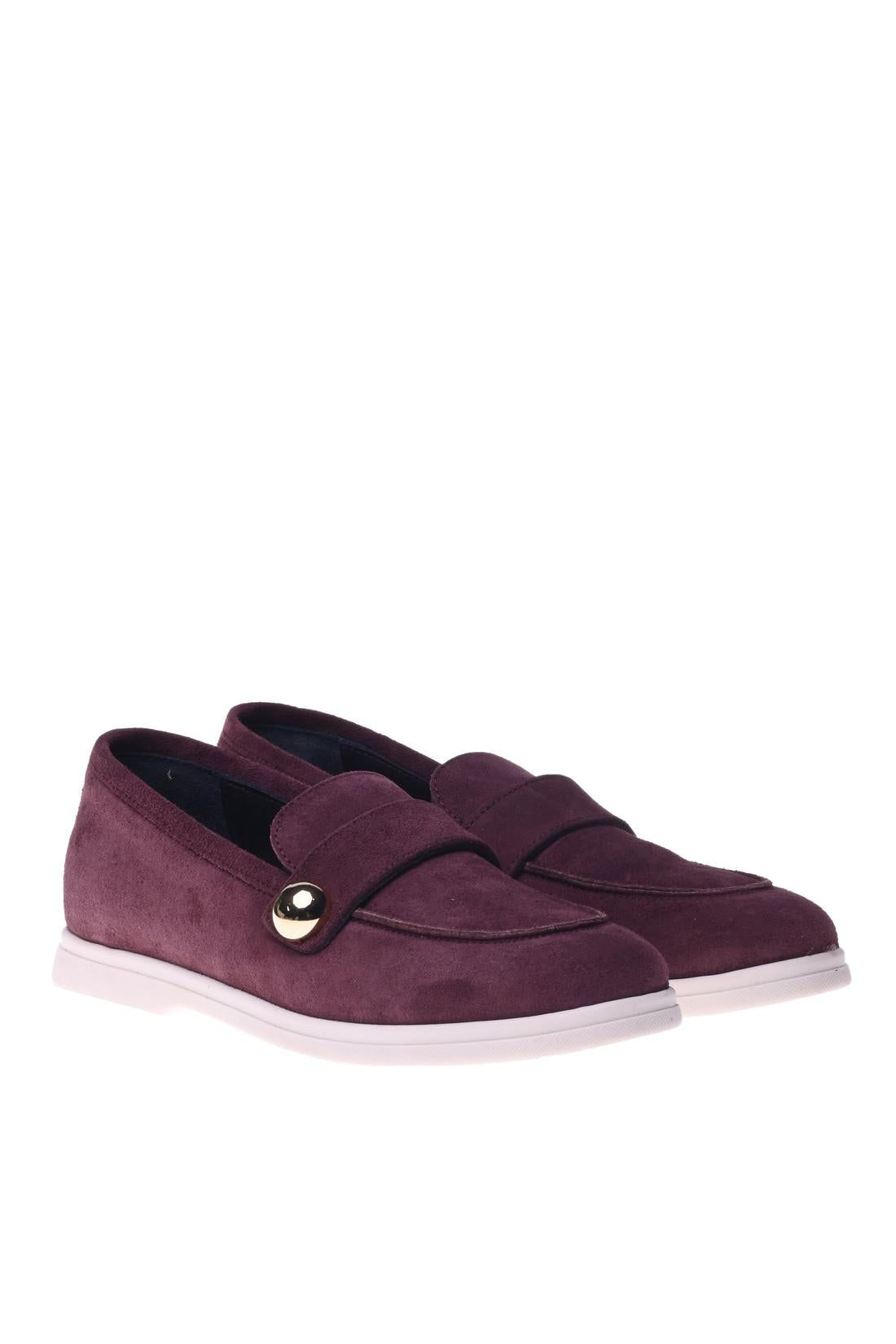 Burgundy suede leather loafers-Baldinini-Sale