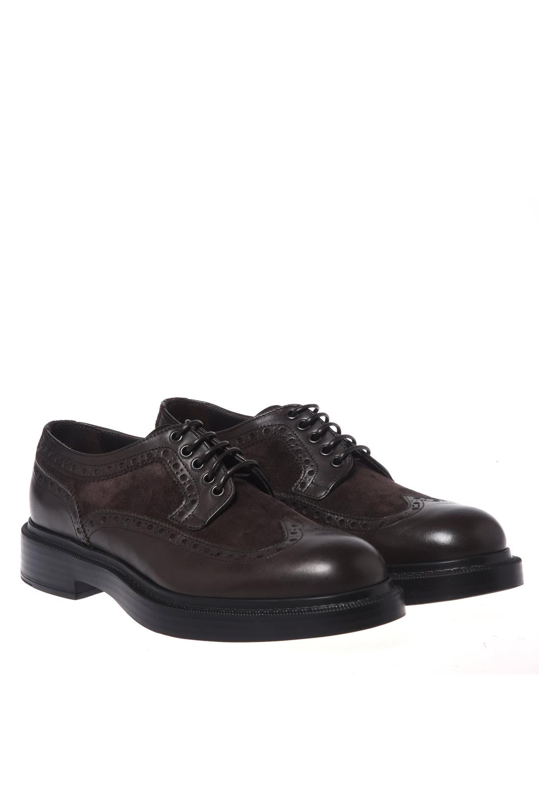 Dark brown leather and suede leather lace-ups-Baldinini-Sale