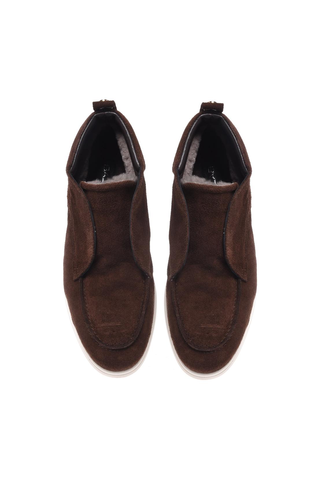 Dark brown suede leather ankle boots-Baldinini-Sale