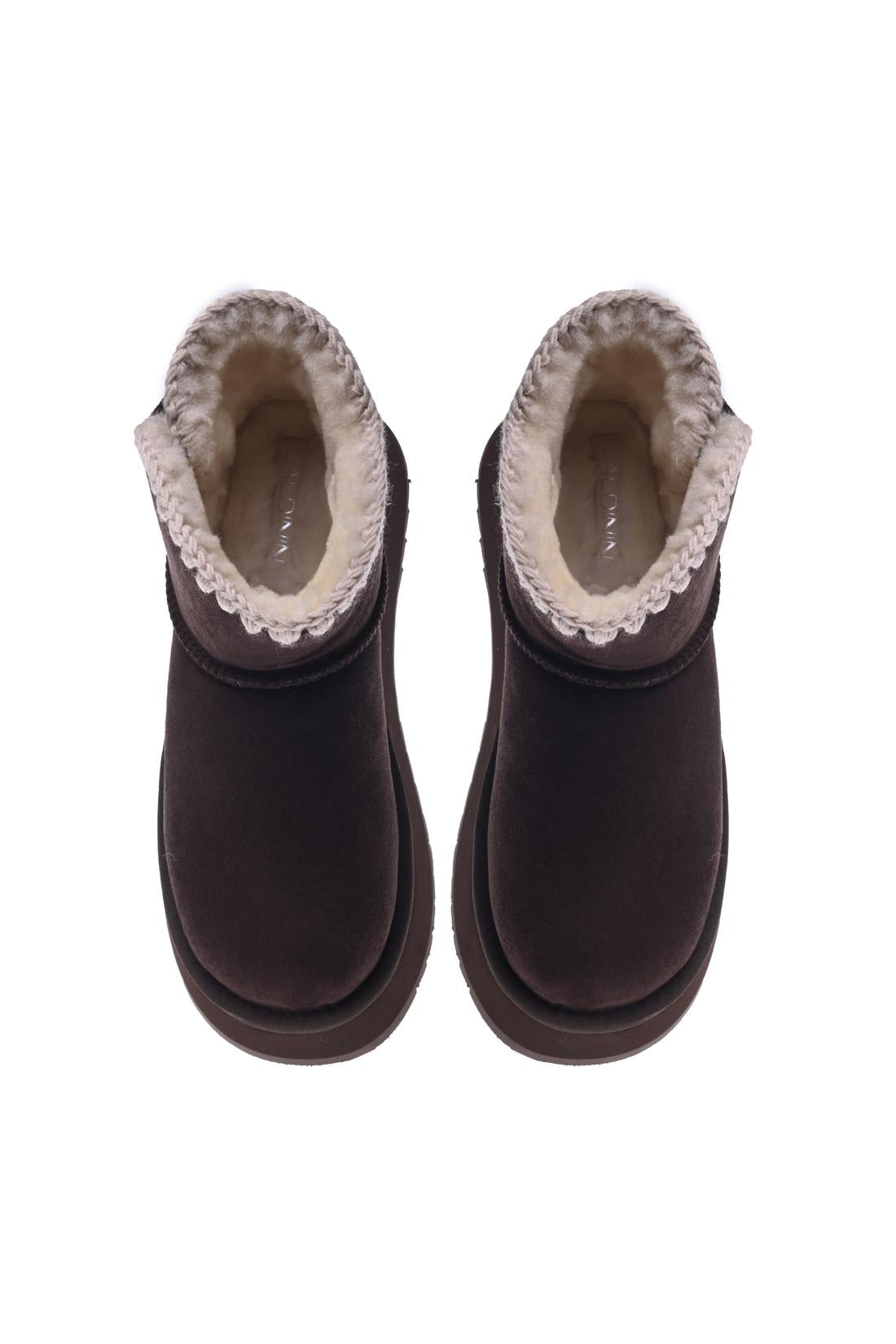 Dark brown suede leather ankle boots-Baldinini-Sale