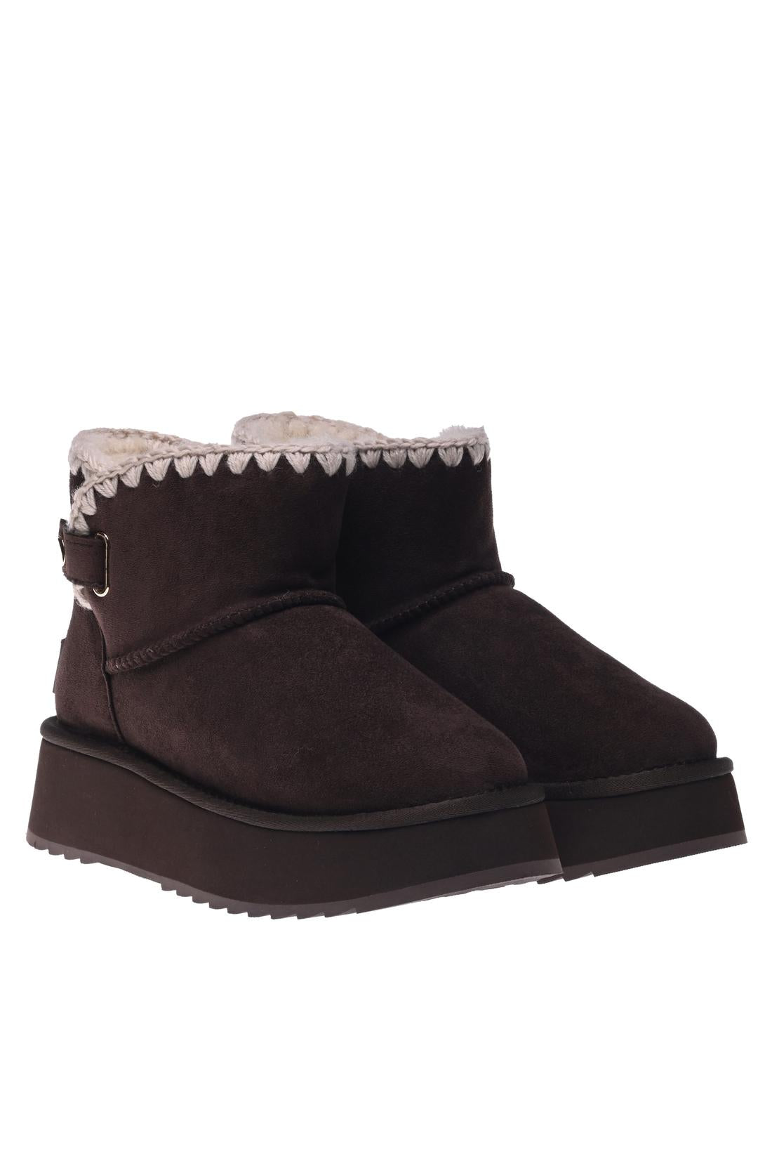 Dark brown suede leather ankle boots-Baldinini-Sale