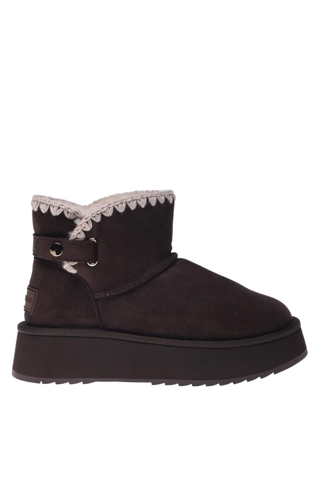 Dark brown suede leather ankle boots-Baldinini-Sale
