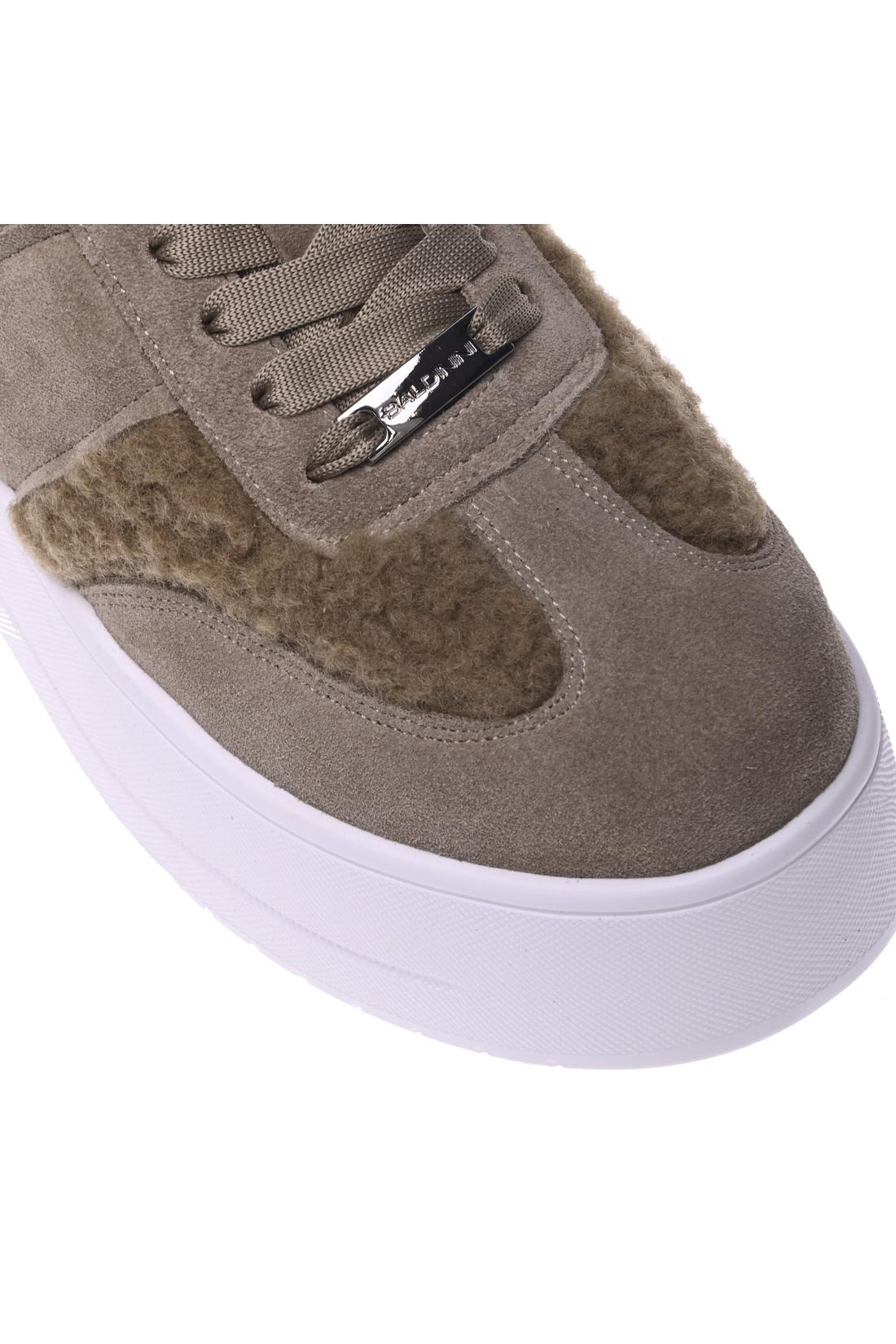 Sneaker in brown suede and shearling-Baldinini-Sale