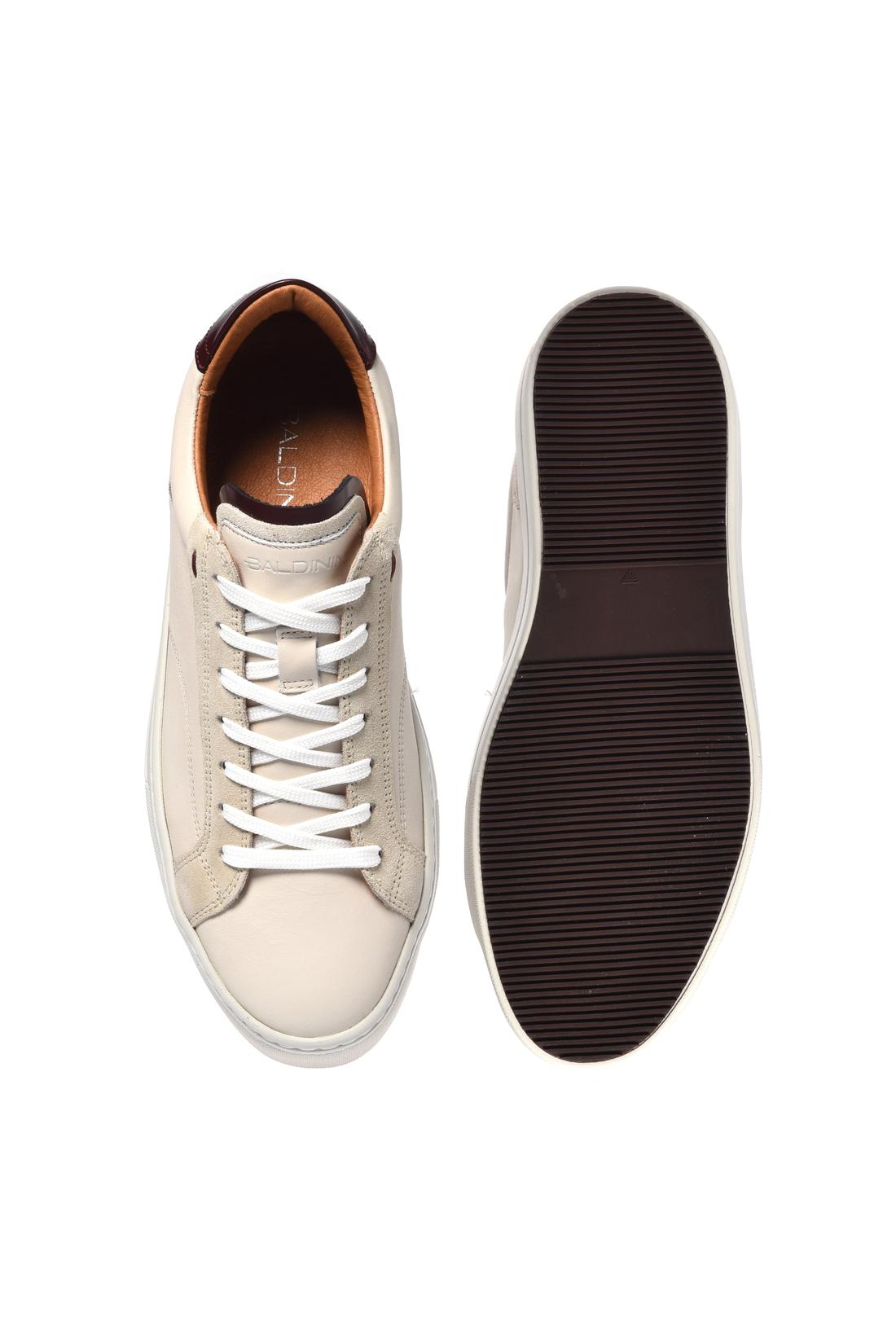 Sneaker in off white leather and suede-Baldinini-Sale