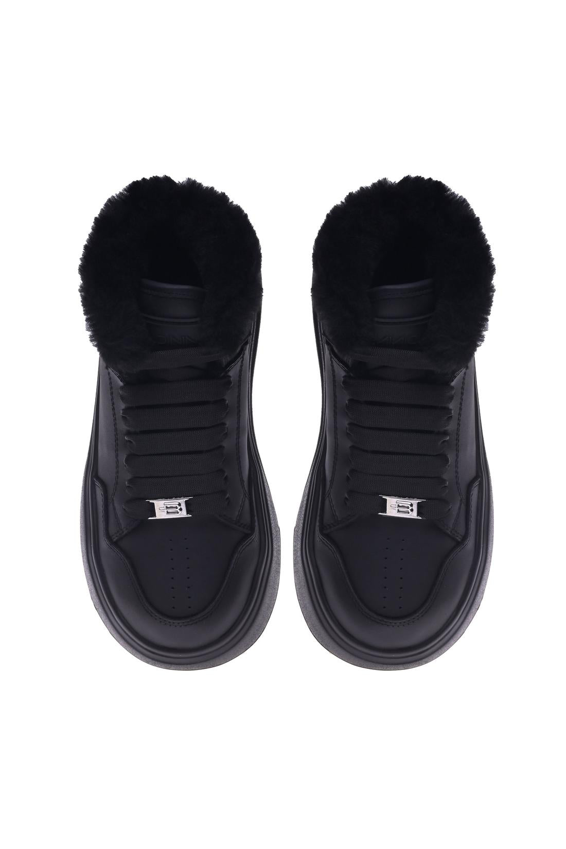 Trainers in black leather-Baldinini-Sale