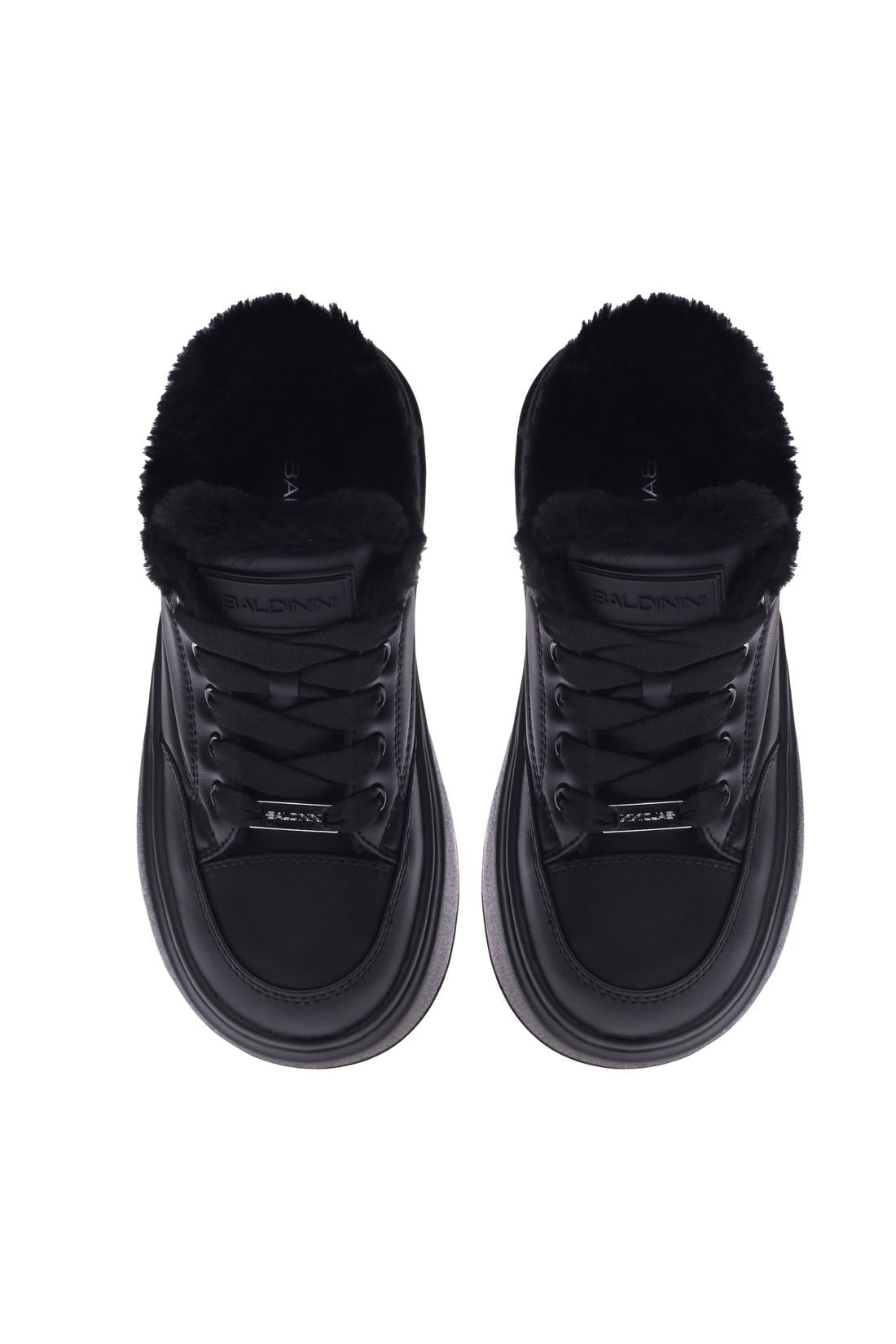 Trainers in black leather-Baldinini-Sale