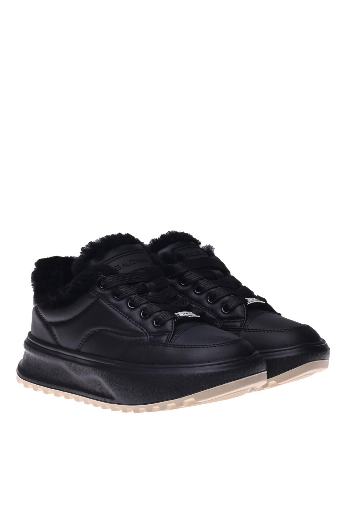 Trainers in black leather-Baldinini-Sale