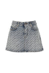 BALENCIAGA-OUTLET-SALE-Balenciaga Logo Print Denim Skirt-ARCHIVIST