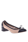 Ballerina pump in black and powder nappa leather