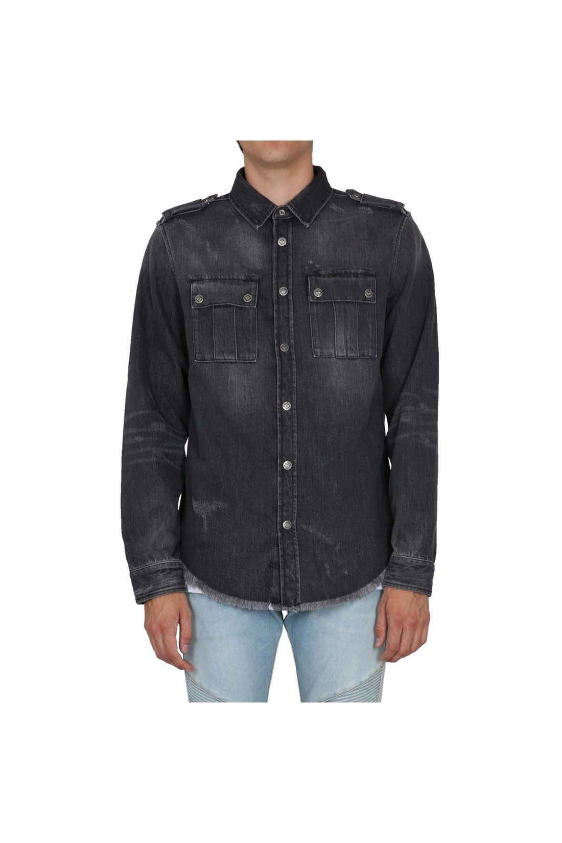 Balmain-OUTLET-SALE-Balmain Cotton Denim Shirt-ARCHIVIST