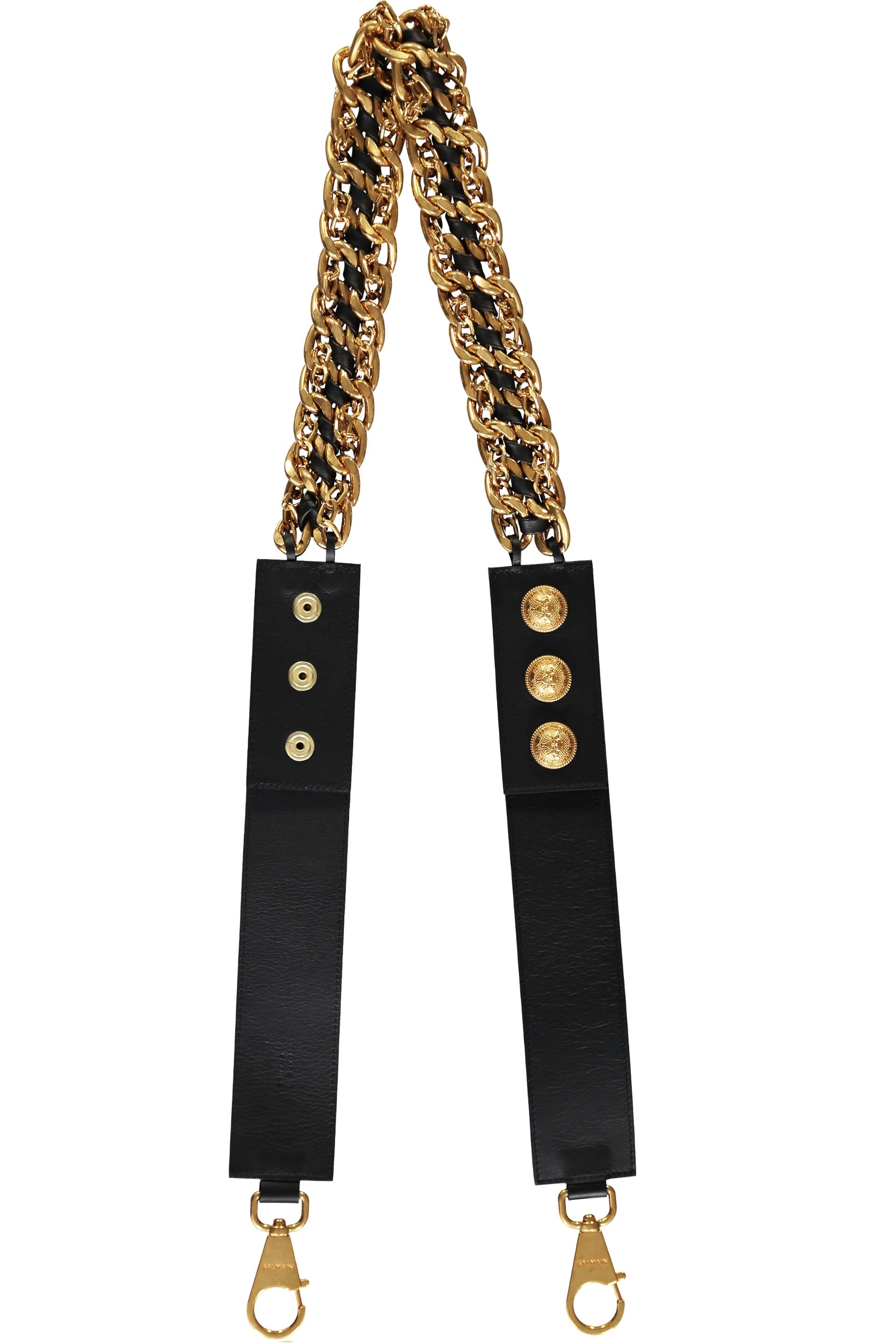 Leather and chain shoulder strap