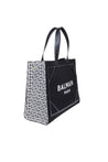 BALMAIN-OUTLET-SALE-Balmain b-army medium shopper in black and white canvas and leather-ARCHIVIST