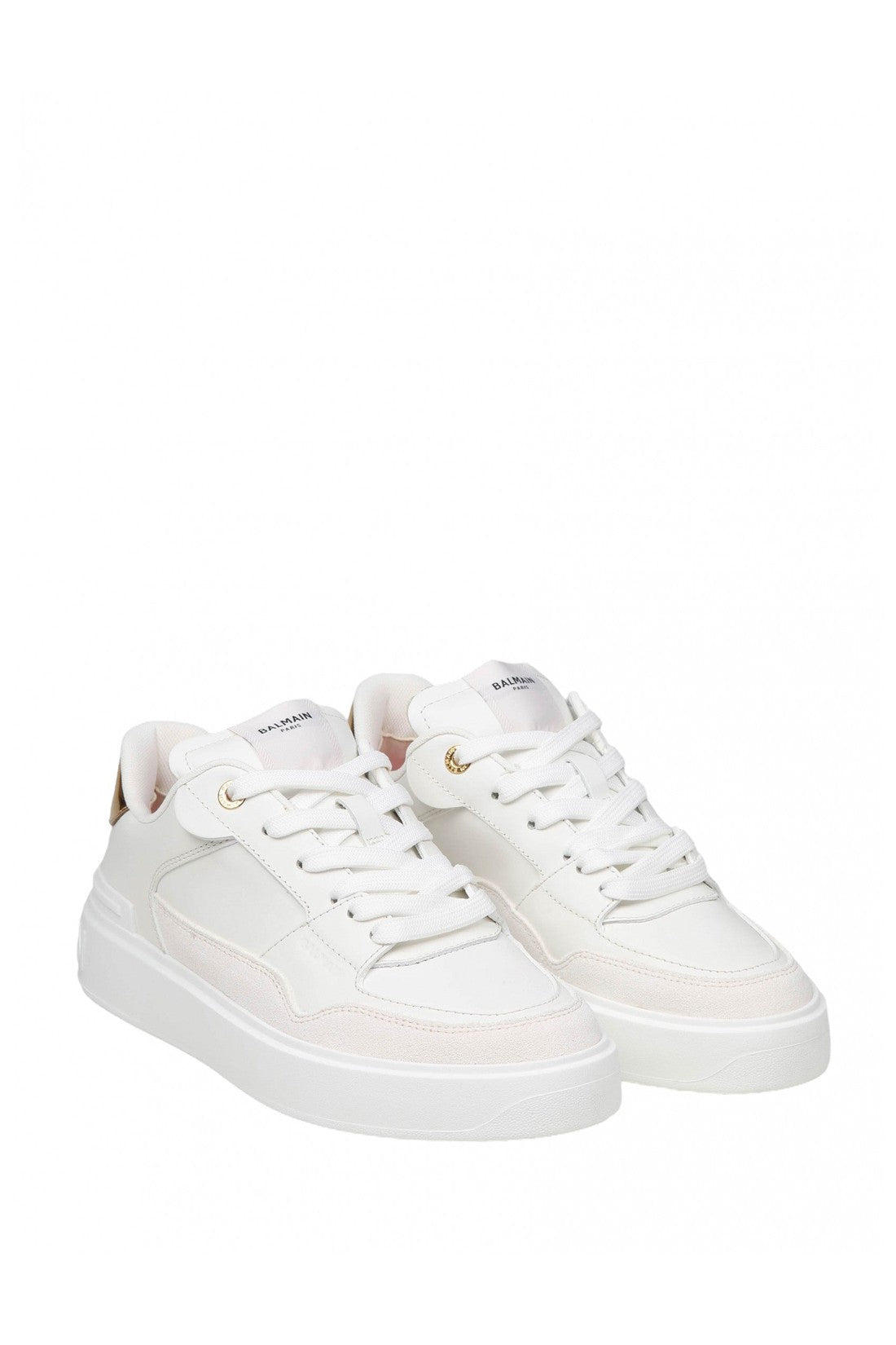 BALMAIN-OUTLET-SALE-Balmain b- court flip sneakers in white and gold leather-ARCHIVIST