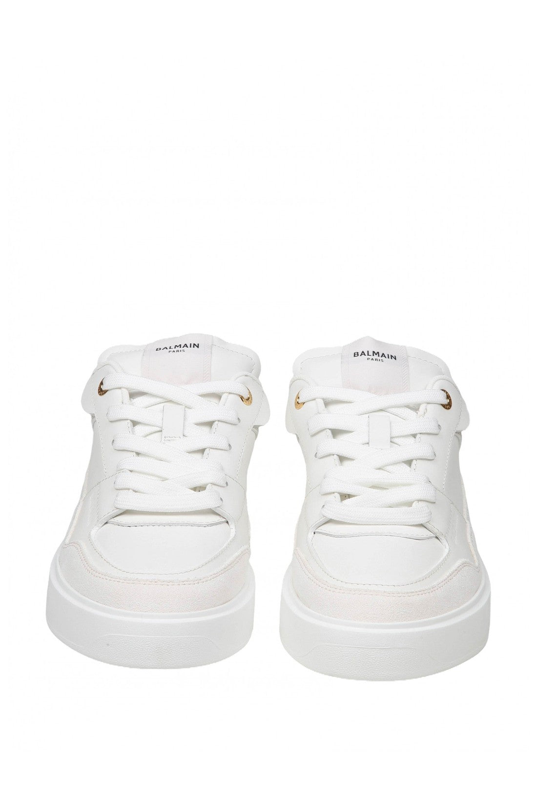 BALMAIN-OUTLET-SALE-Balmain b- court flip sneakers in white and gold leather-ARCHIVIST