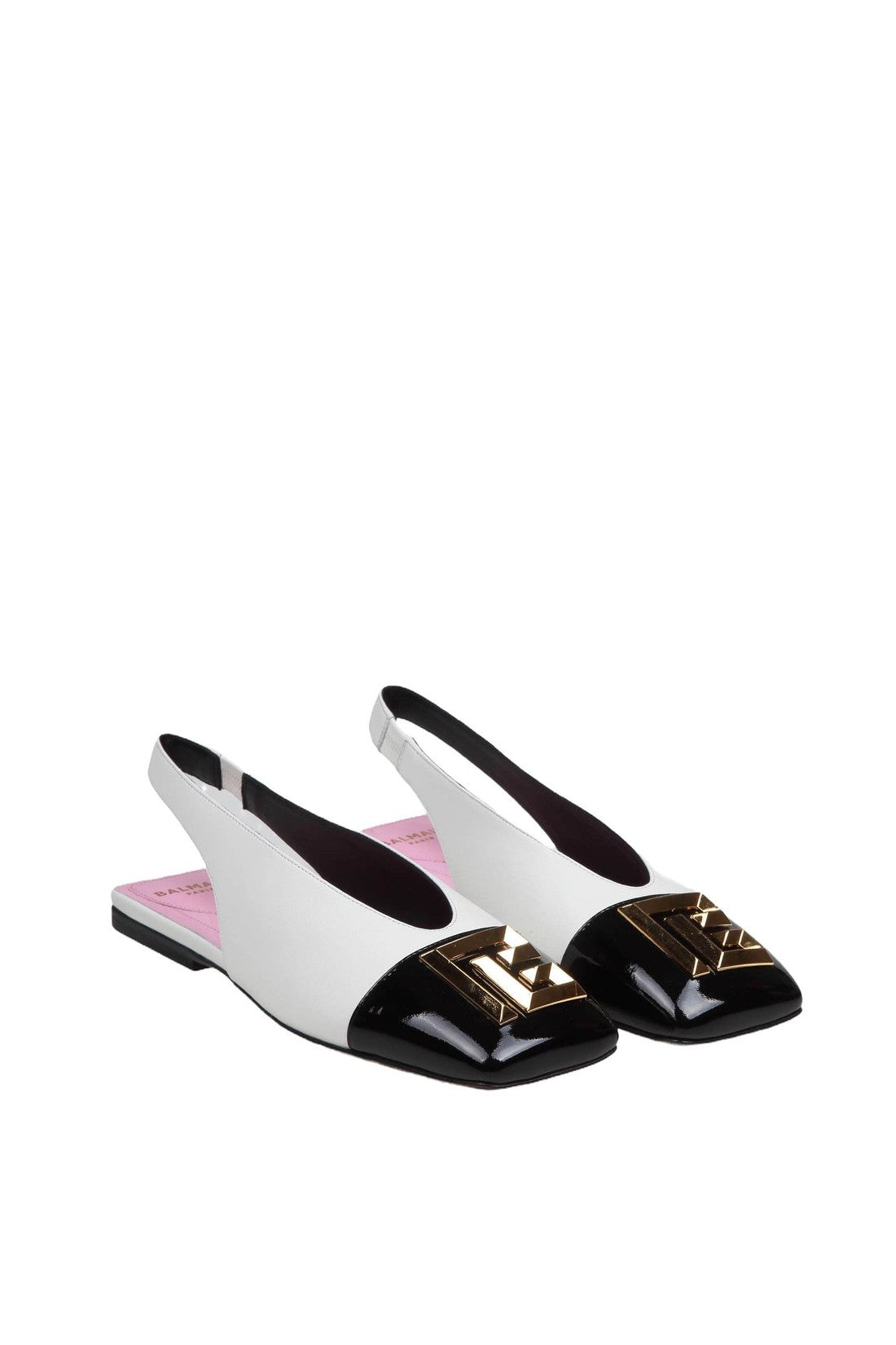 BALMAIN-OUTLET-SALE-Balmain slingback flat eden in two-tone leather-ARCHIVIST