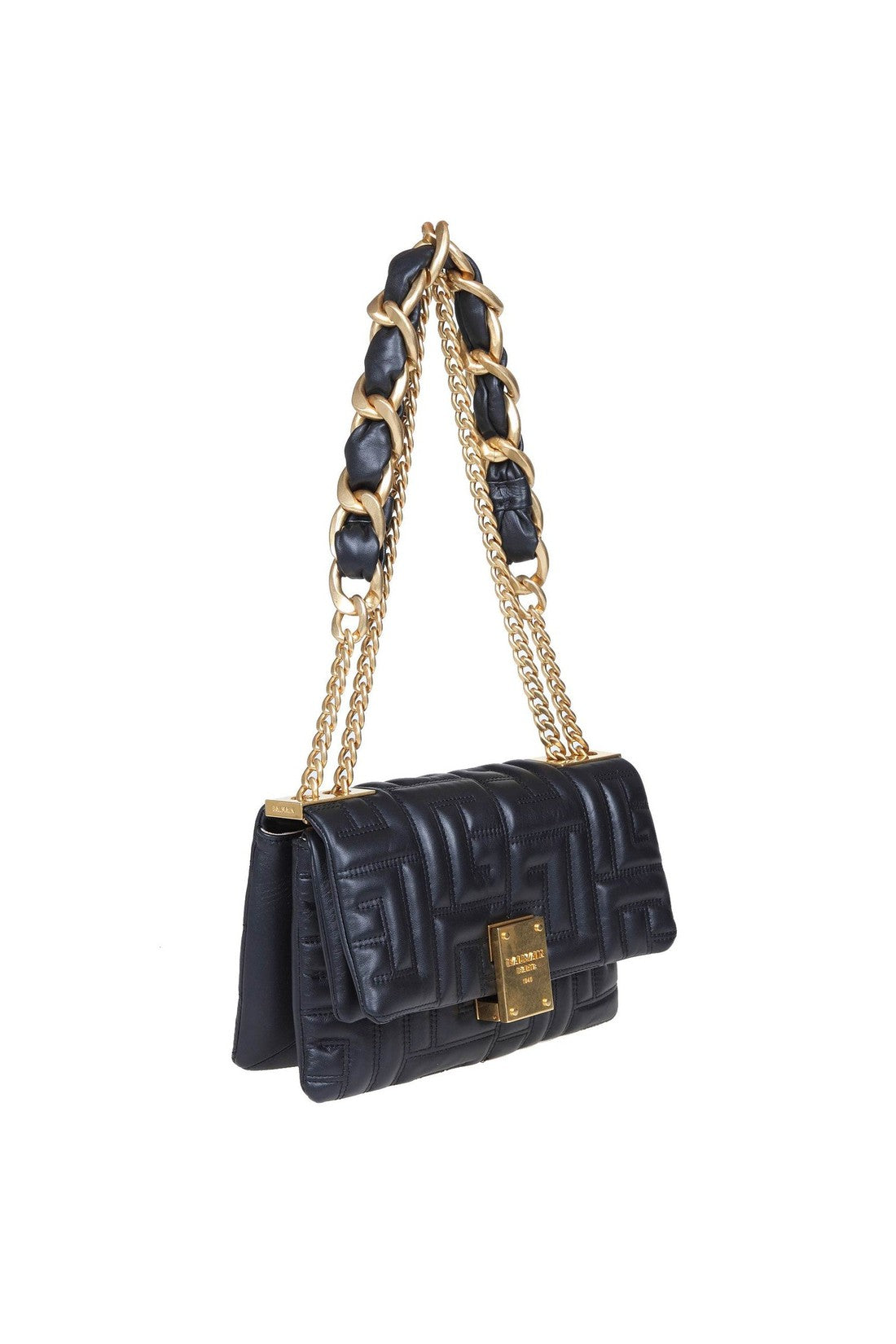 BALMAIN-OUTLET-SALE-Balmain soft bag 1945 in black quilted leather-ARCHIVIST