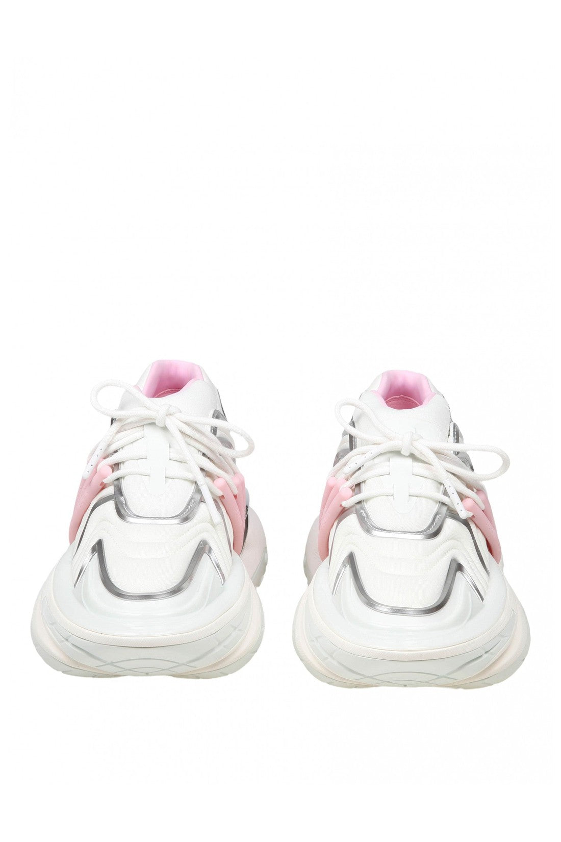 BALMAIN-OUTLET-SALE-Balmain unicorn wave sneakers in white and pink neoprene-ARCHIVIST