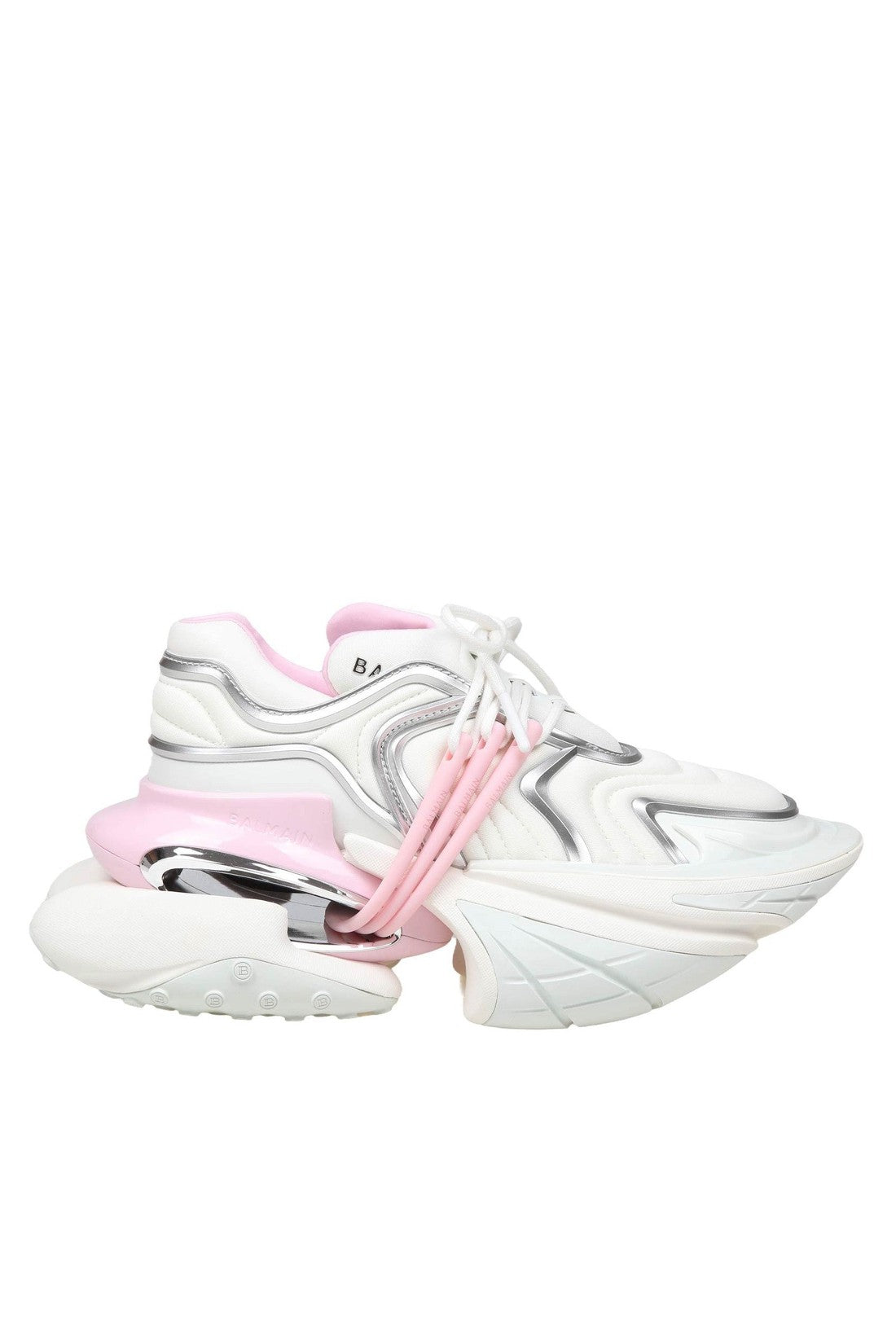 BALMAIN-OUTLET-SALE-Balmain unicorn wave sneakers in white and pink neoprene-ARCHIVIST