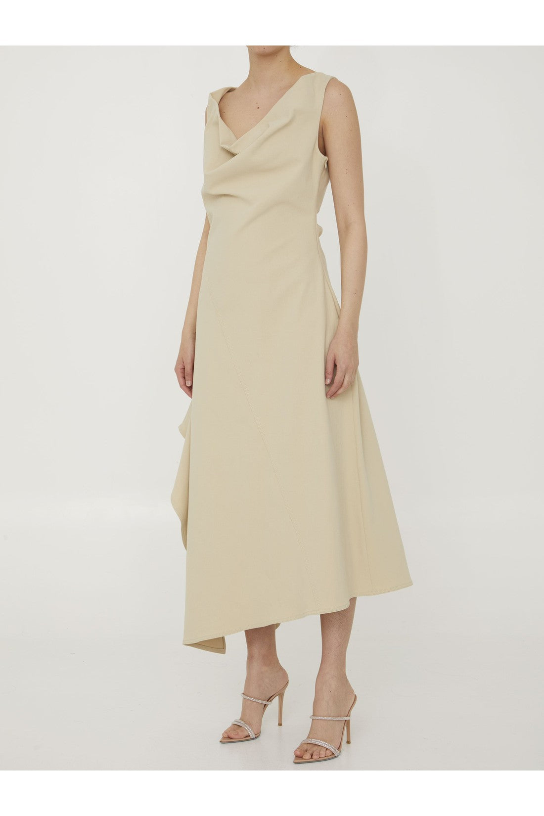 BOTTEGA VENETA-OUTLET-SALE-Beige cotton dress-ARCHIVIST