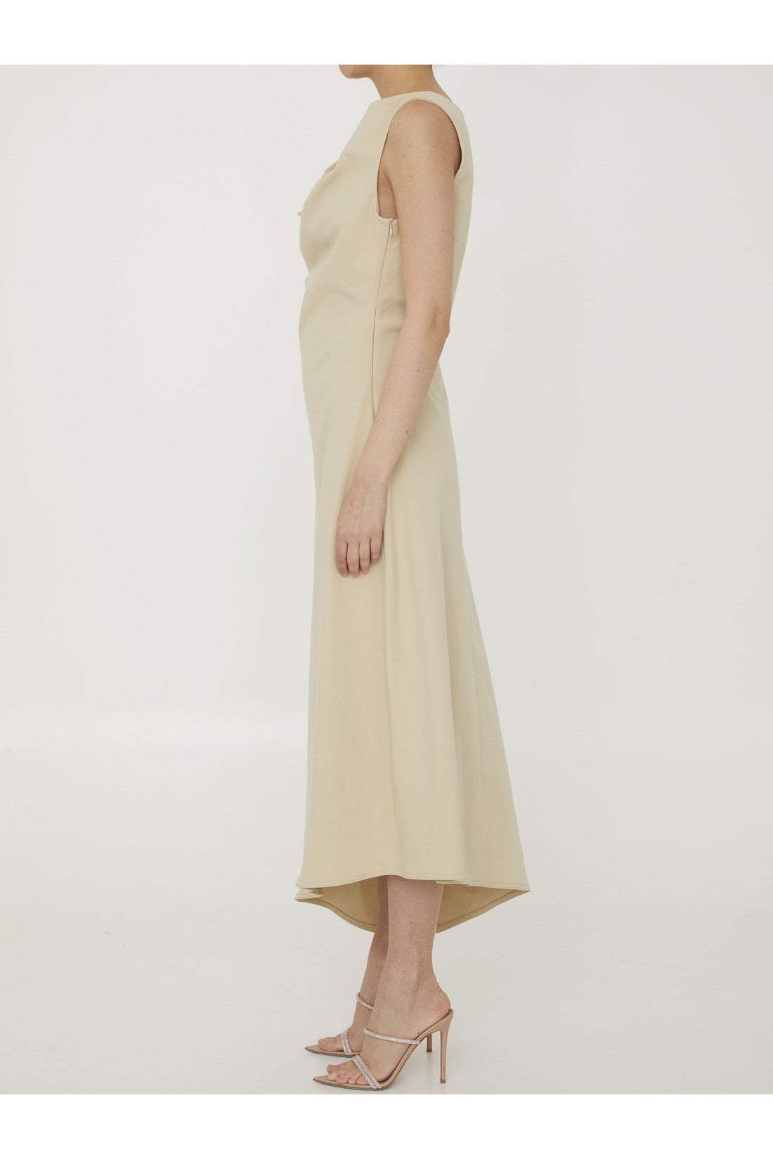 BOTTEGA VENETA-OUTLET-SALE-Beige cotton dress-ARCHIVIST