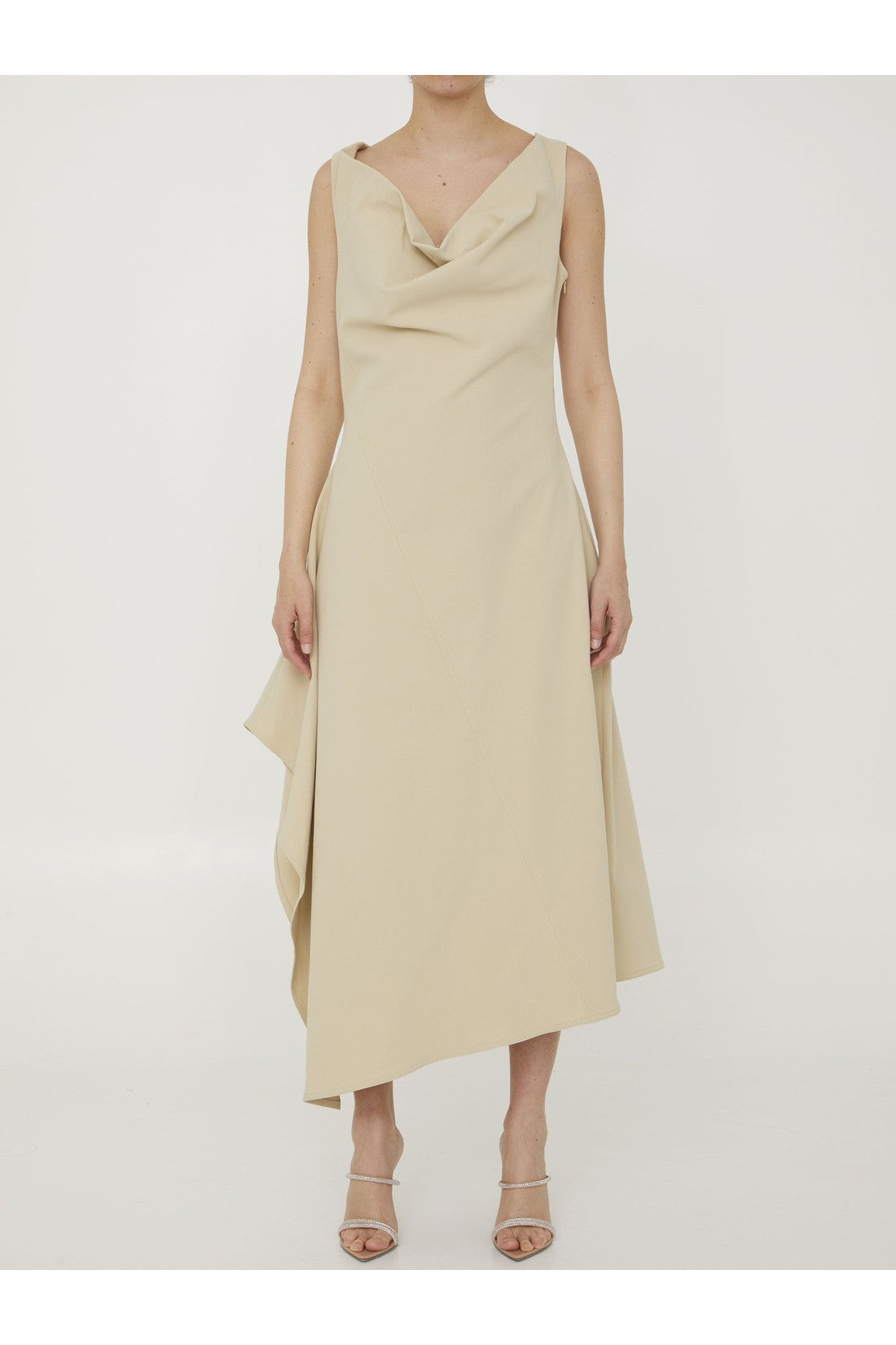 BOTTEGA VENETA-OUTLET-SALE-Beige cotton dress-ARCHIVIST