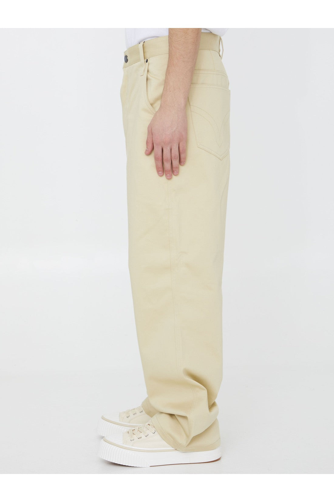 AMI PARIS-OUTLET-SALE-Beige cotton trousers-ARCHIVIST