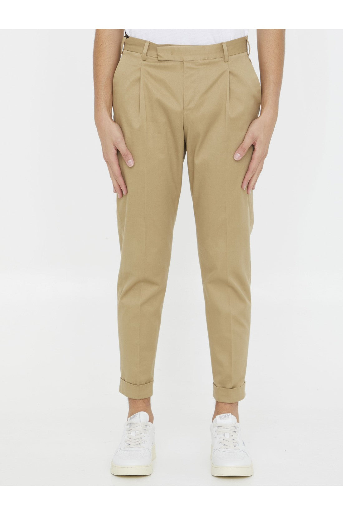 PT TORINO-OUTLET-SALE-Beige cotton trousers-ARCHIVIST