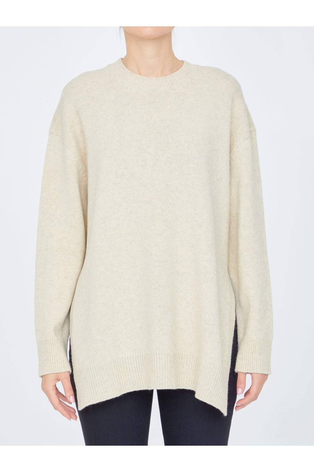 JIL SANDER-OUTLET-SALE-Beige wool jumper-ARCHIVIST