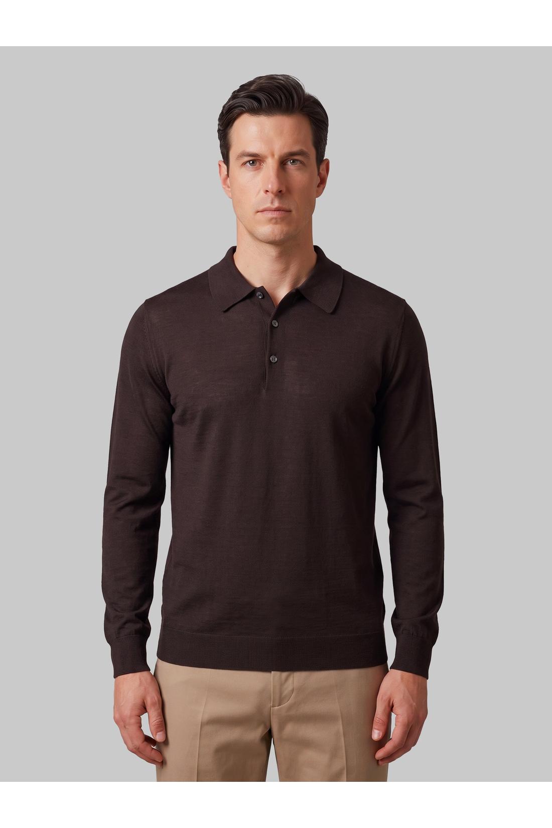 John smedley-OUTLET-SALE-Belper polo in Faulkner brown-ARCHIVIST