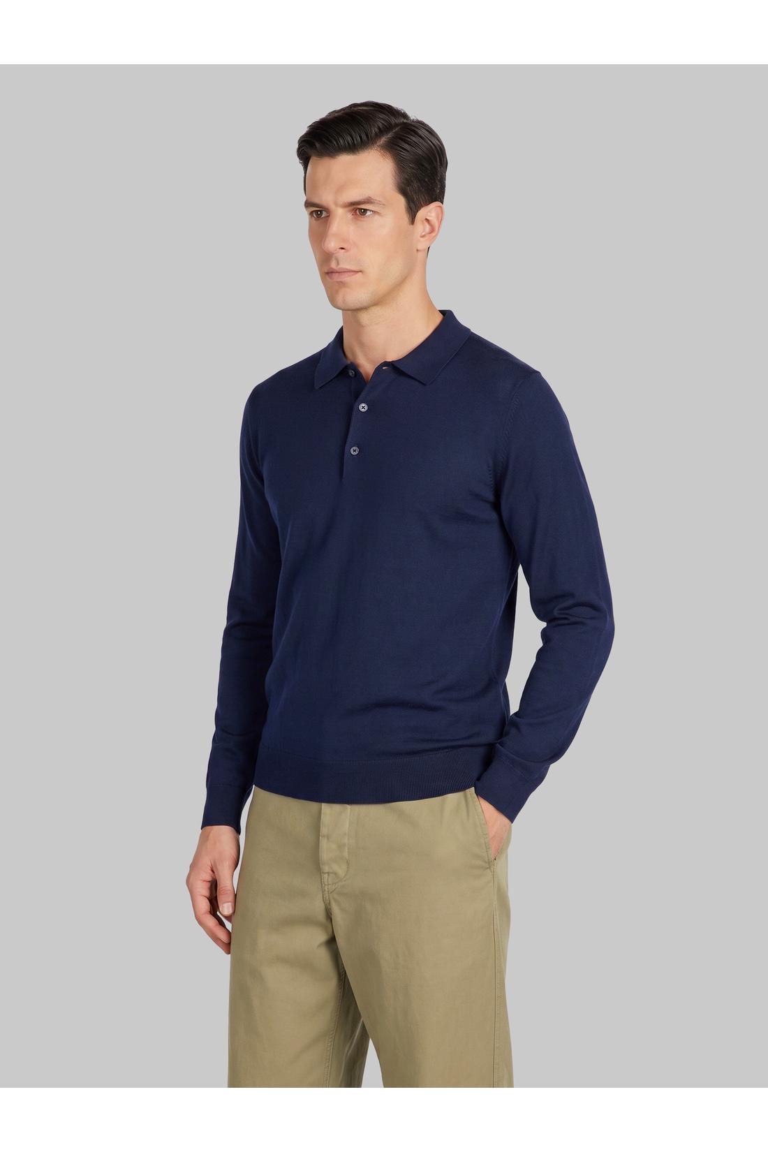 John smedley-OUTLET-SALE-Belper polo in midnight-ARCHIVIST