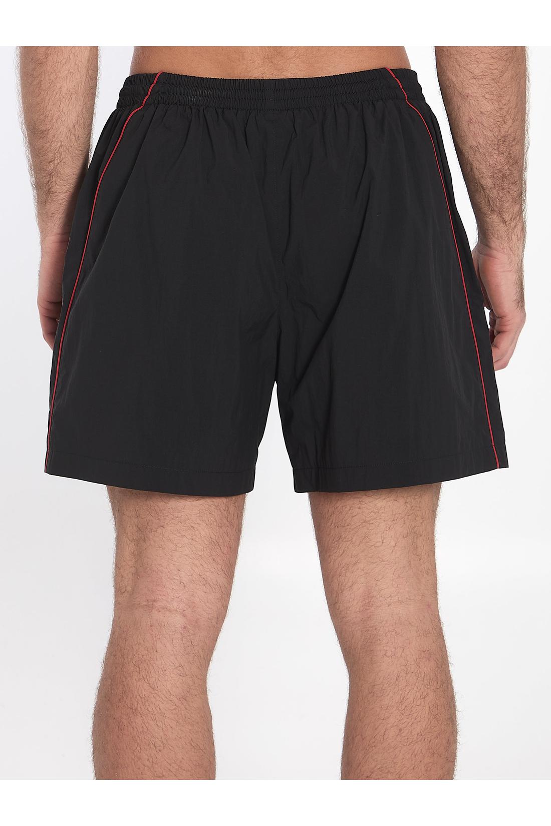 Balenciaga-OUTLET-SALE-Bermuda shorts with red logo-ARCHIVIST