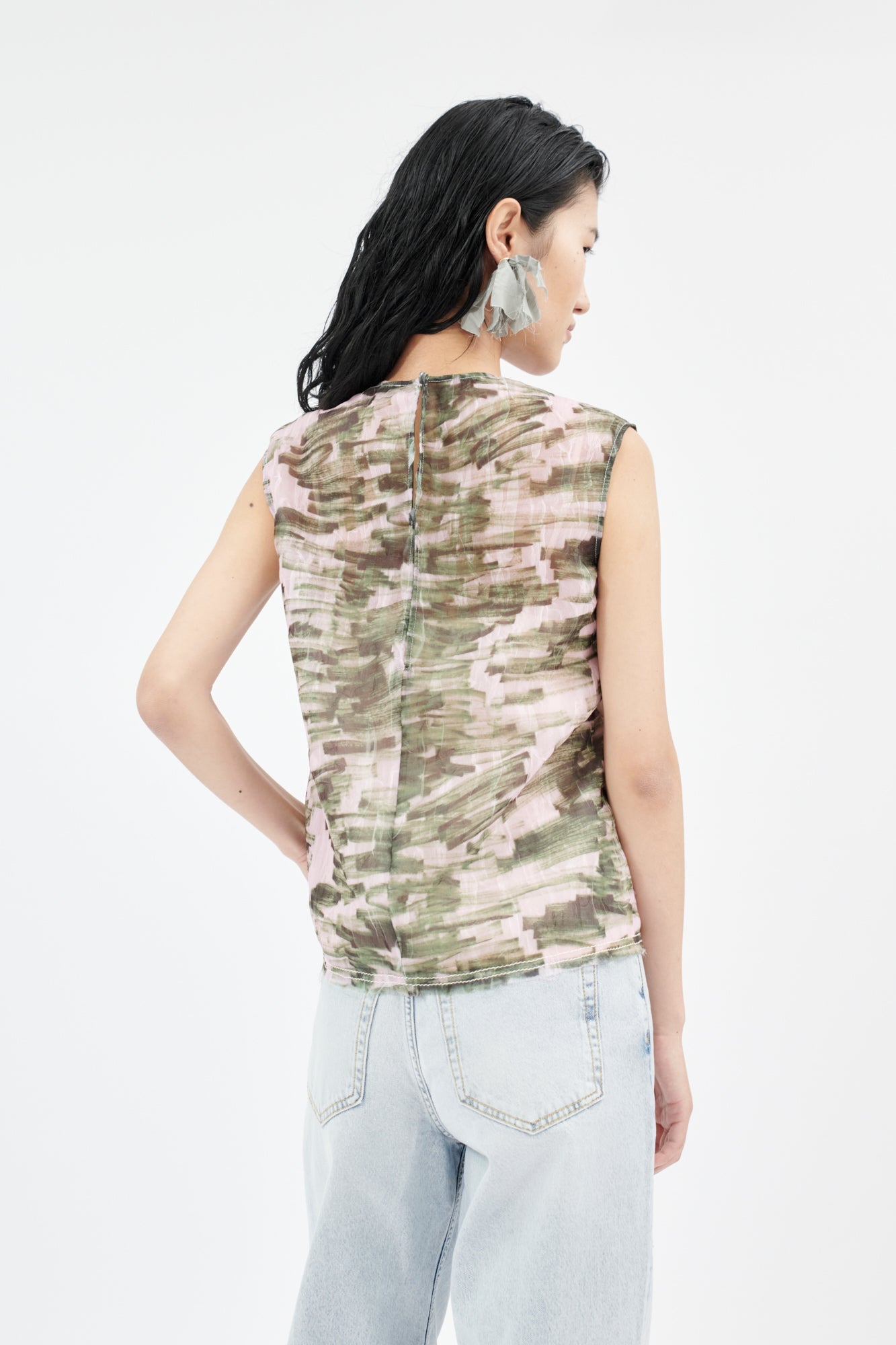 Odeeh-Big Brush Strokes Bluse, Bush Green-Hemden & Blusen-Black-Deal-Outlet-by-ARCHIVIST