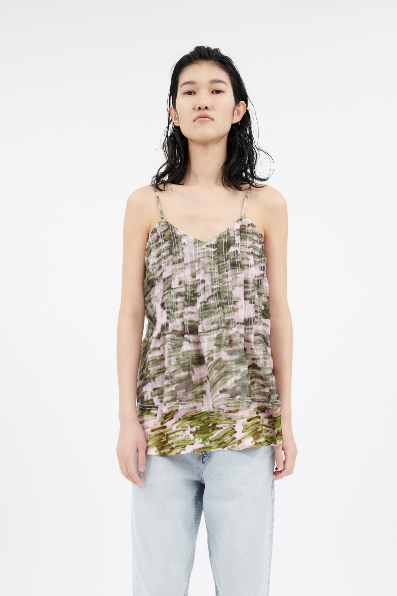 Odeeh-Big Brush Strokes Top, Bush Green-Shirts-Black-Deal-Outlet-by-ARCHIVIST