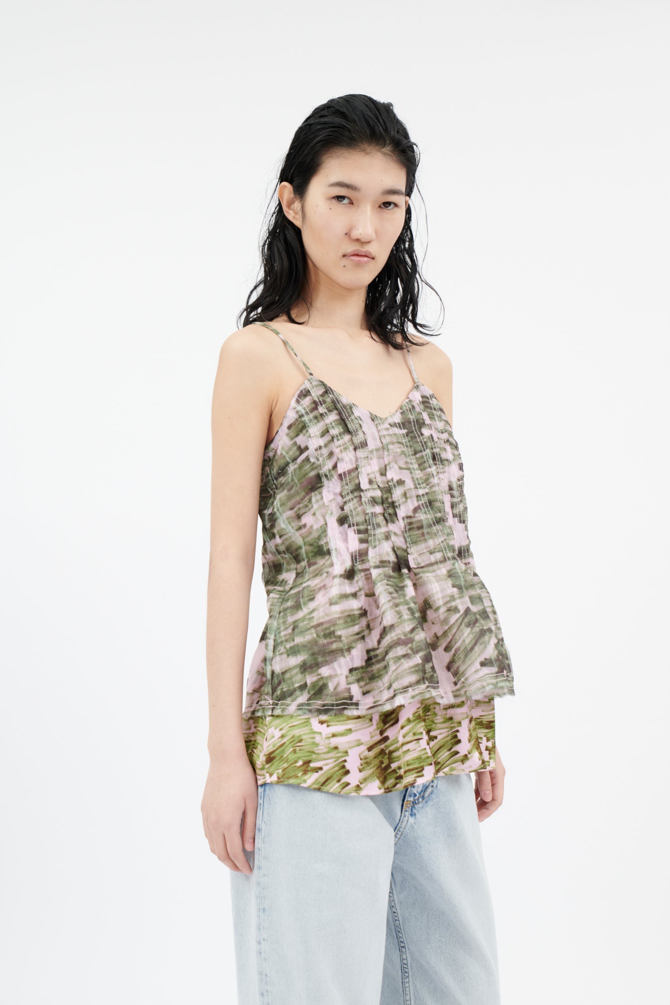 Odeeh-Big Brush Strokes Top, Bush Green-Shirts-Black-Deal-Outlet-by-ARCHIVIST