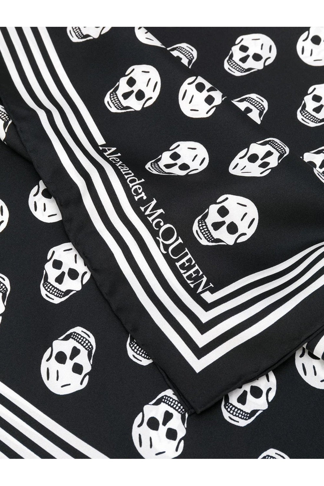 Alexander McQueen-OUTLET-SALE-Biker Skull Logo Silk Scarf-ARCHIVIST