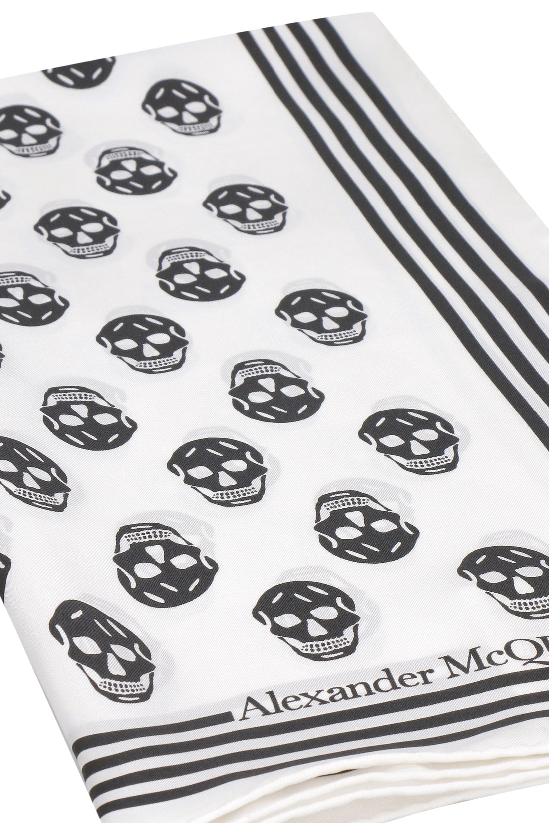 Alexander McQueen-OUTLET-SALE-Biker Skull print silk scarf-ARCHIVIST