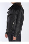 SAINT LAURENT-OUTLET-SALE-Biker jacket in vintage leather and shearling-ARCHIVIST