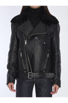 SAINT LAURENT-OUTLET-SALE-Biker jacket in vintage leather and shearling-ARCHIVIST