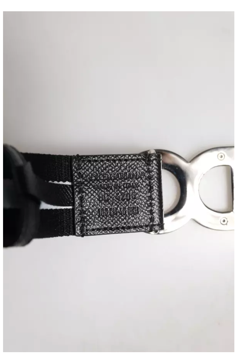 Dolce & Gabbana-Dolce & Gabbana Black Cotton Metal DG Logo Gold Buckle Belt-Man Belts-Black-Deal-Outlet-by-ARCHIVIST