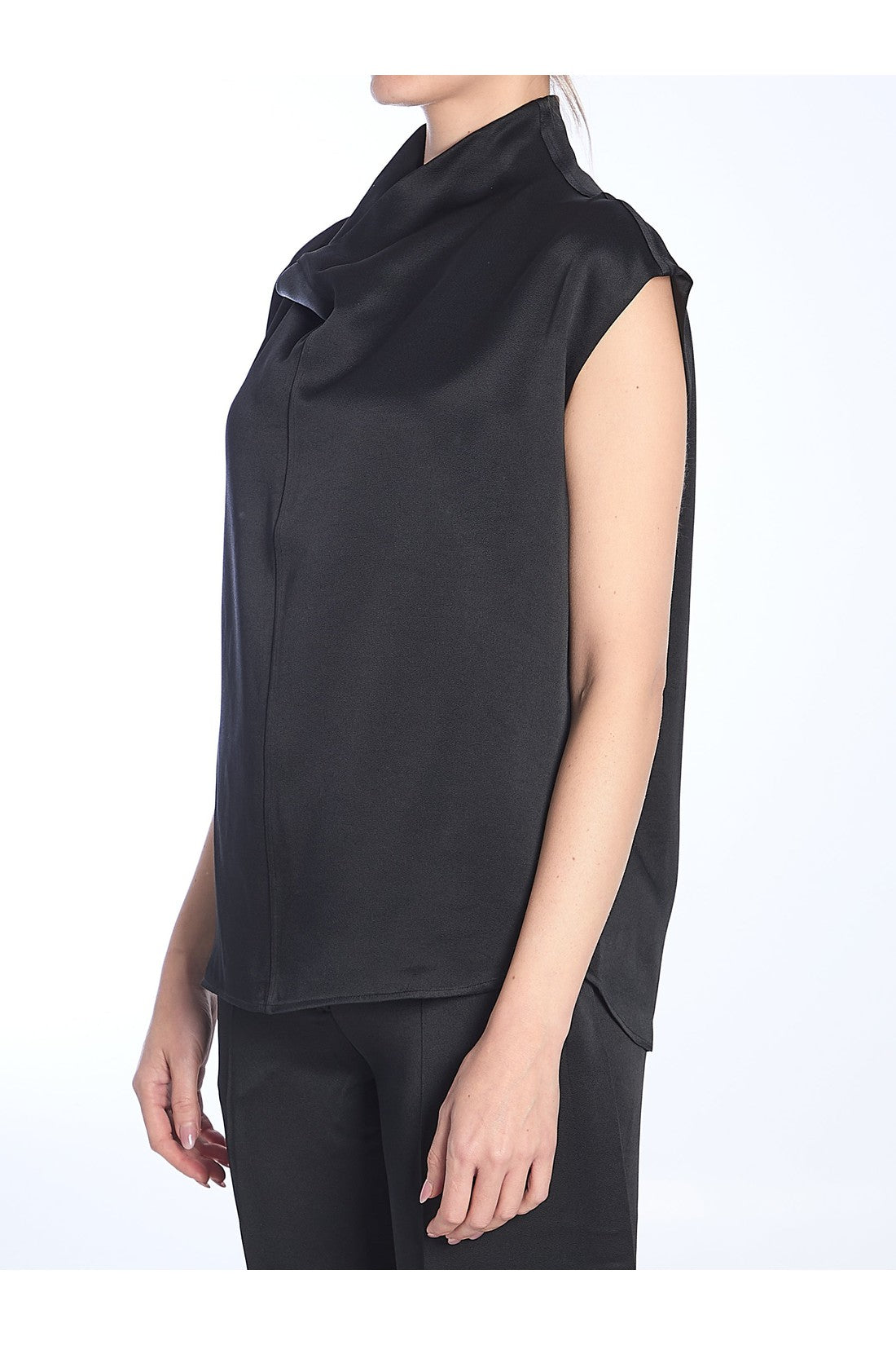 Toteme-OUTLET-SALE-Black Collared Sleeveless Top-ARCHIVIST