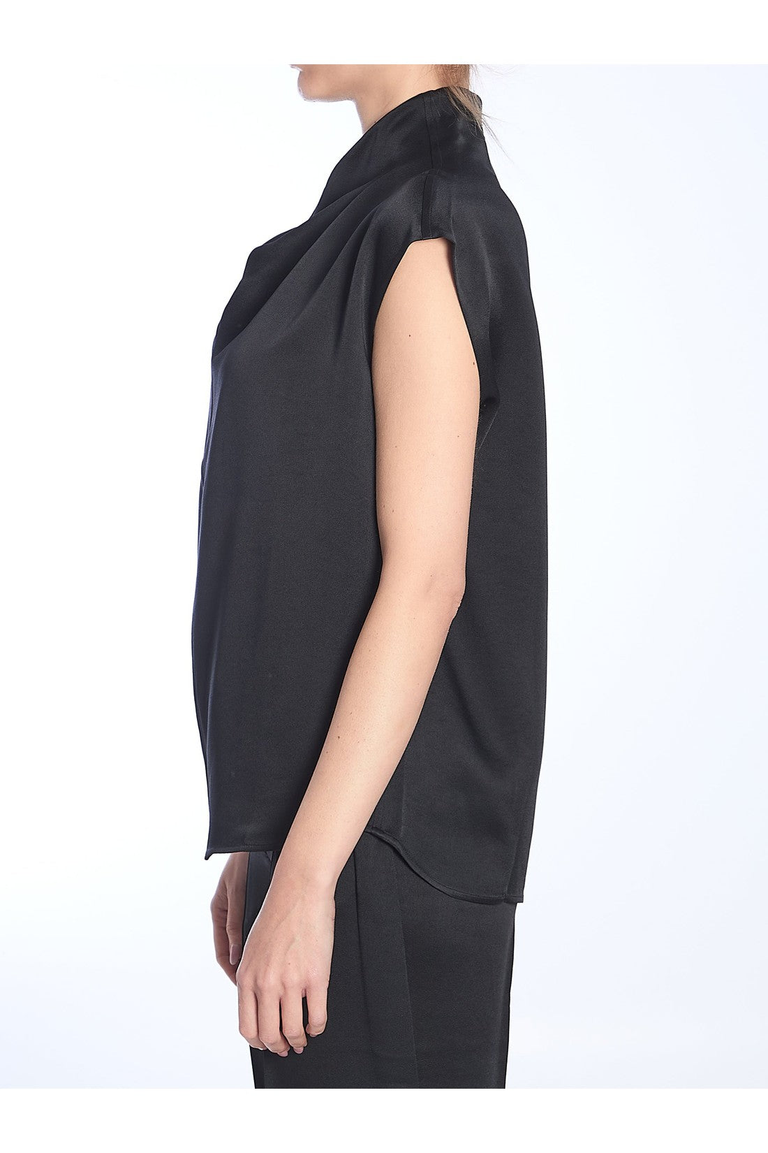 Toteme-OUTLET-SALE-Black Collared Sleeveless Top-ARCHIVIST