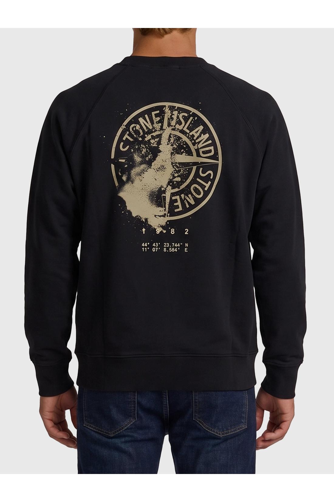 Stone Island-OUTLET-SALE-Black Desert print crewneck sweatshirt-ARCHIVIST