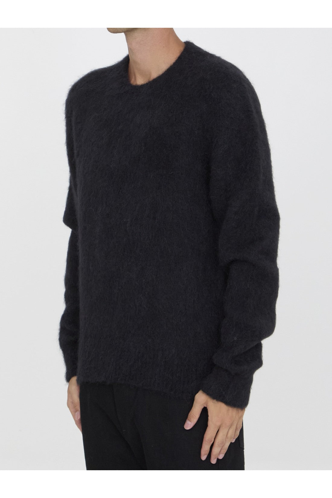 AMI PARIS-OUTLET-SALE-Black brushed sweater-ARCHIVIST