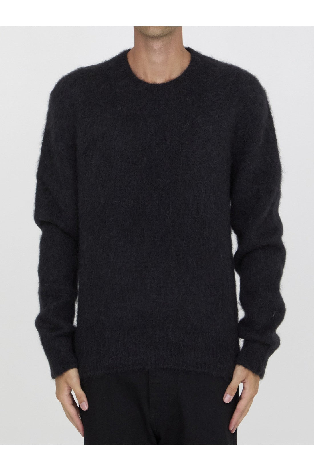 AMI PARIS-OUTLET-SALE-Black brushed sweater-ARCHIVIST