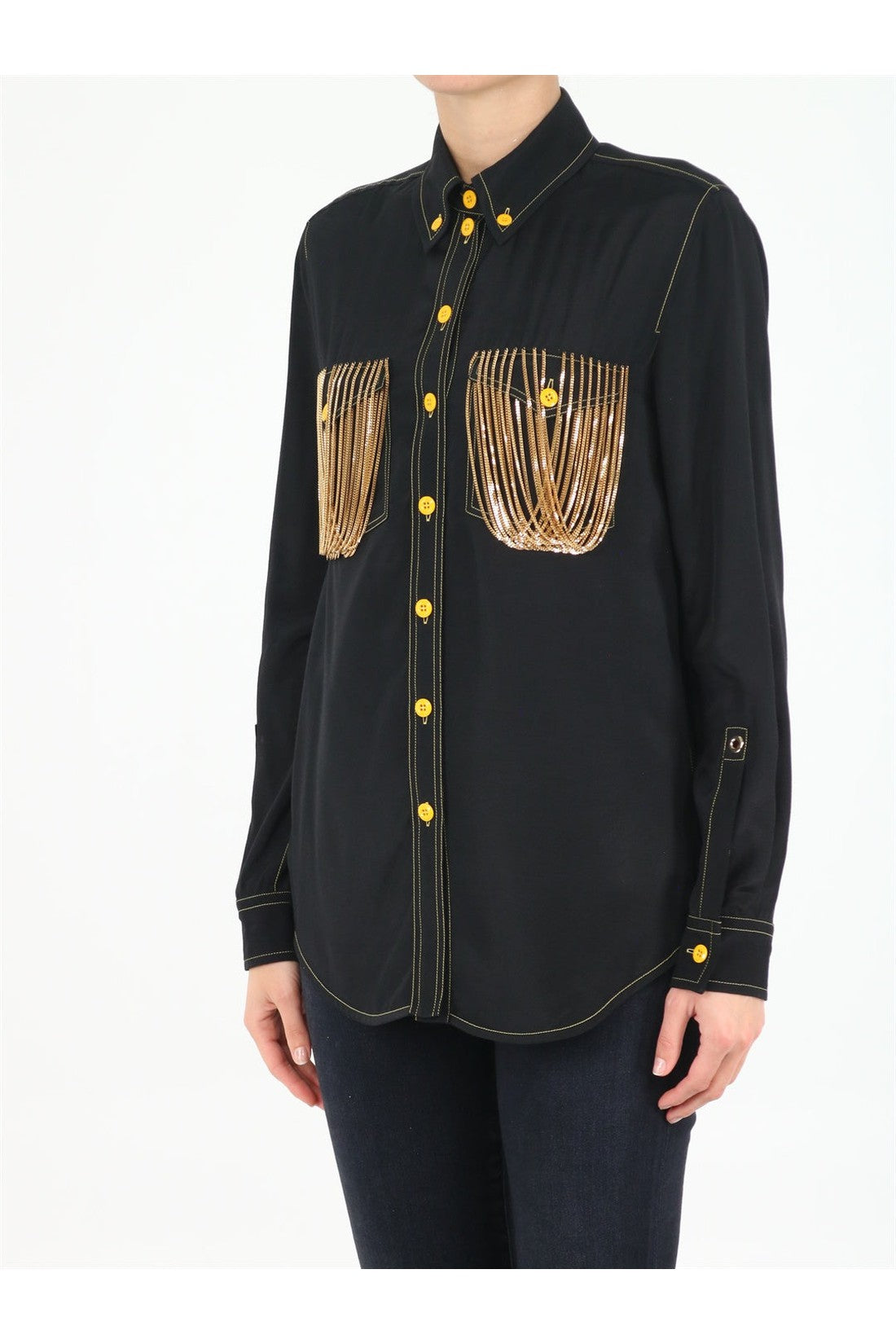 BURBERRY-OUTLET-SALE-Black chain shirt-ARCHIVIST